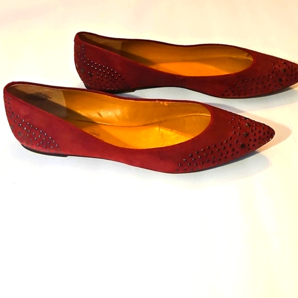 Nine West Vintage America Bergundy Red Gunmetal Star Embellished Flats 9.5 M GUC - Picture 5 of 7